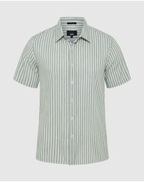 Oxford - Leyton Short Sleeve Stripe Linen Shirt