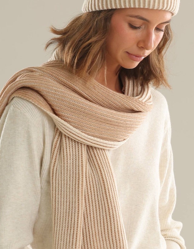 Morgan & Taylor - Sarina Rib Knit Scarf in Beige
