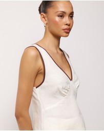 AERE - Contrast Trim Linen Top
