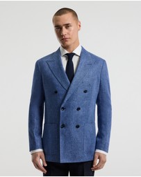Calibre - Linen Lyocell Twill Double-Breasted Blazer Blue