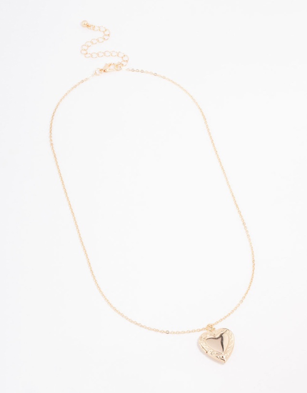 Lovisa - Gold Plated Detailed Heart Locket Necklace