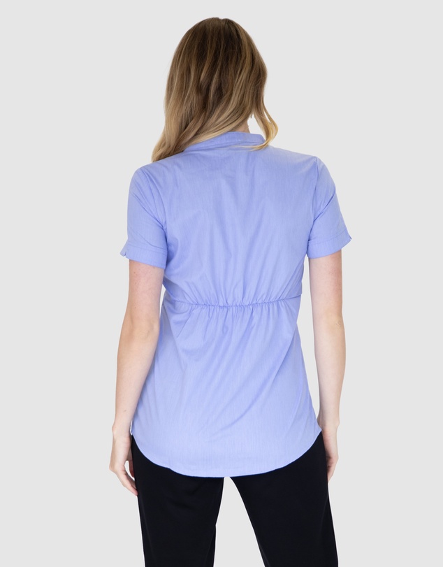 Angel Maternity - Maternity & Nursing Blouse Work Top - Blue