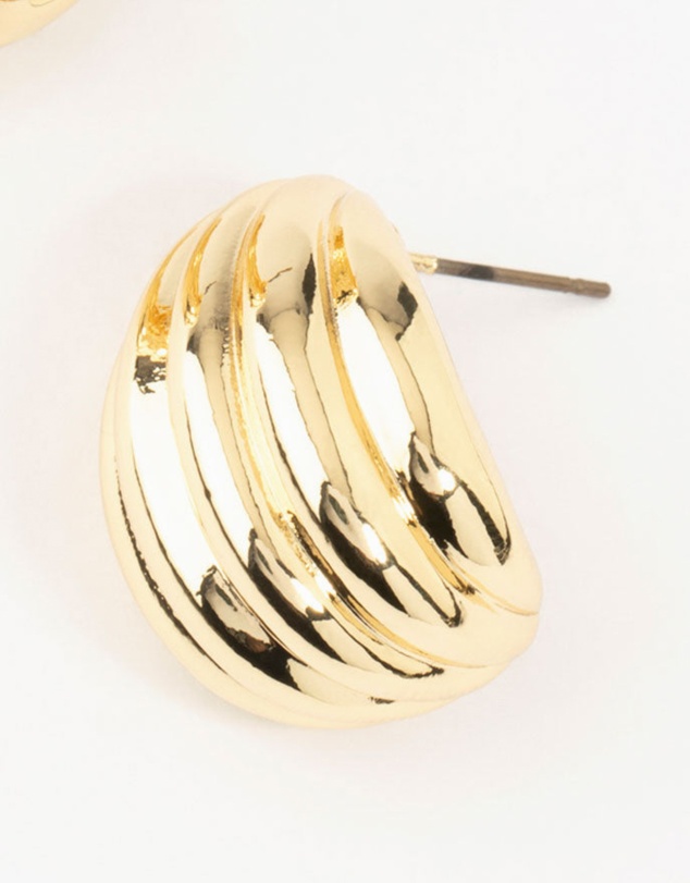 Lovisa - Gold Plated Brass Ribbed Hoop Earrings