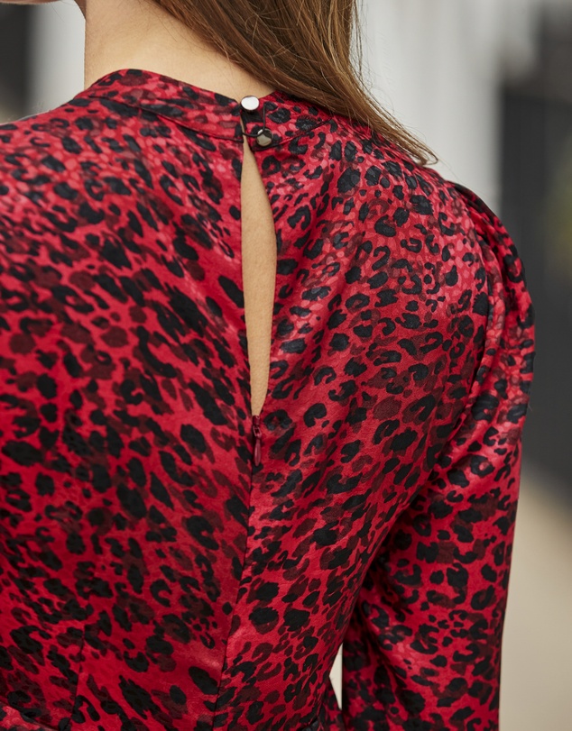 Sosandar - Animal Print Key Hole Detail Fit & Flare Dress