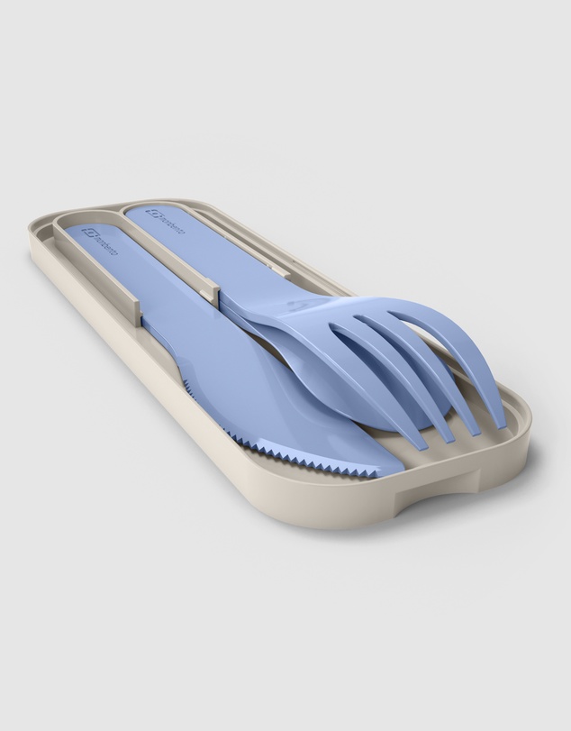 Monbento - Monbento Mb Pocket Plastic Cutlery Set - Colour Blue Infinity