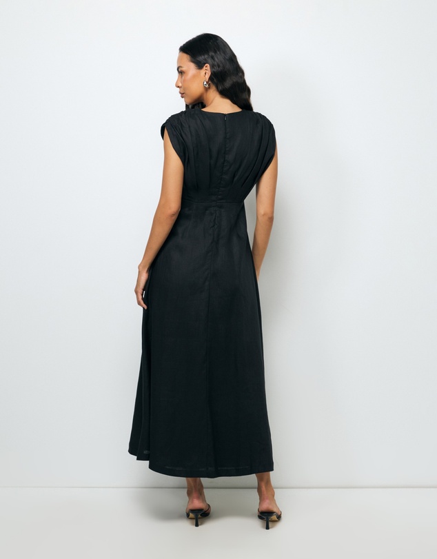 Revibe - Repaired AERE Rhae V Neck Midi Dress - AU 12