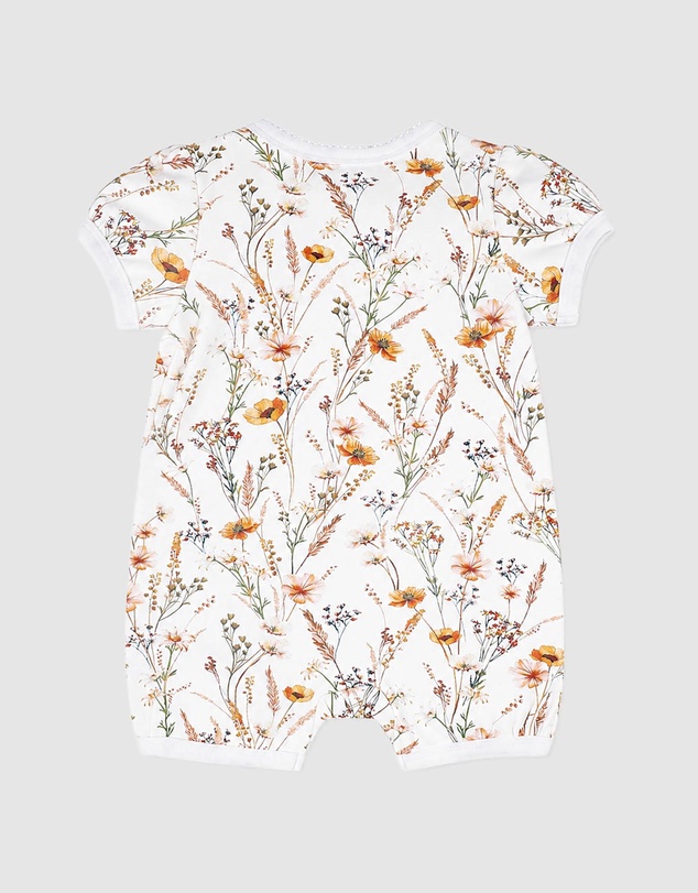 Bebe by Minihaha - Taylor Organic Floral SS Zip Romper - Babies