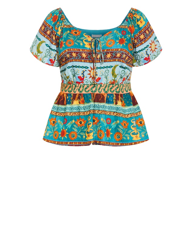 City Chic - Amaria Print Tie Front Top