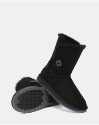 EVERAU - Australian Shepherd Ugg Short Button Sheepskin Upper UGG Boots