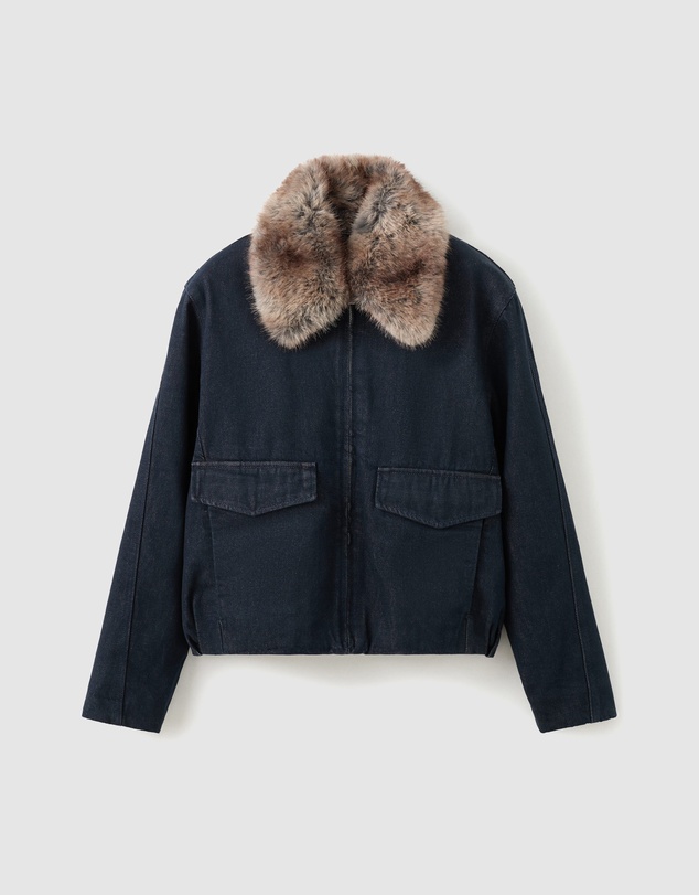 M.N.G - Denim Jacket With Fur Collar