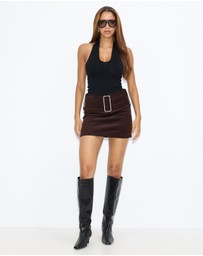 Dazie - Kye Corduroy Belted Mini Skirt