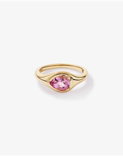 Michael Hill - Pear Cut Blush Pink Tourmaline East-to-West Set Ring in 10kt Yellow Gold