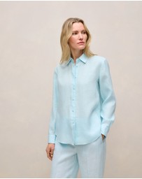 Trenery - Linen Classic Shirt in Pastel Blue