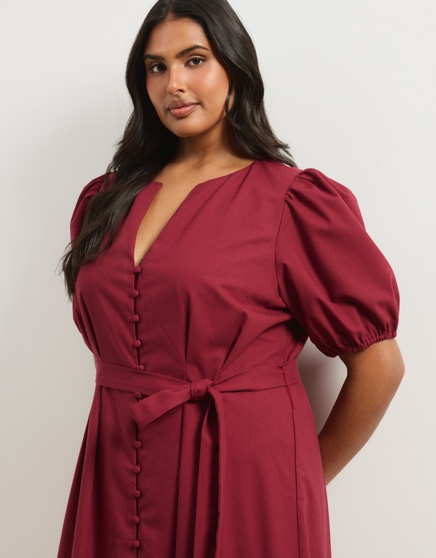 Atmos&Here Curvy - Audrey Fitted Button Front Midi Dress