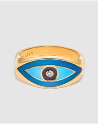 Nialaya Jewellery - Women's Large Evil Eye Ring