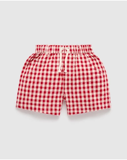 Purebaby - Pull on Gingham Shorts-Kids-Babies