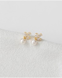 The White Collection - Lola - Delicate Gold Pearl Bridal Earrings