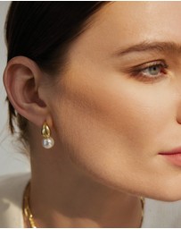 Ania Haie - Gold Pearl Dome Hoop Earrings