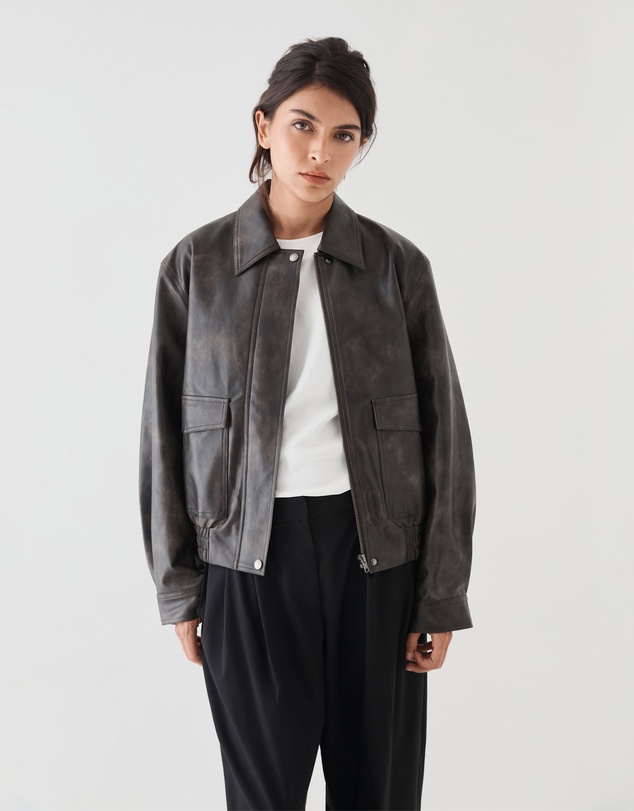 Forcast - Ada Faux Leather Bomber Jacket