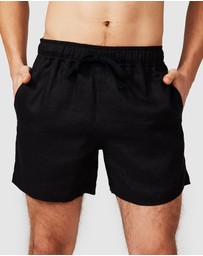Vacay Swimwear - Black Linen Shorts