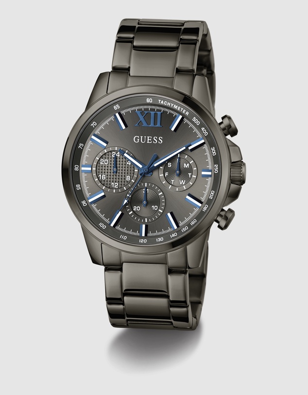 GUESS - GUESS Mens Gunmetal-Tone Multifunction Watch