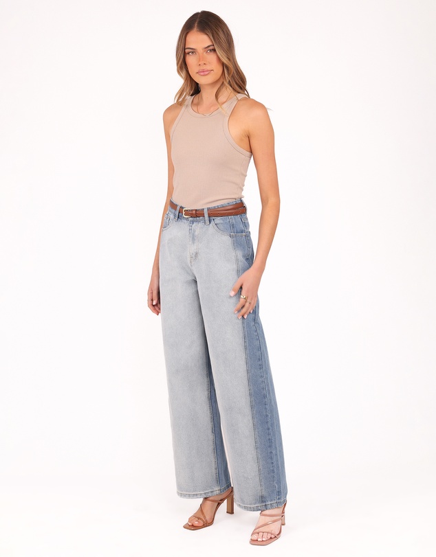 Petal & Pup - Yuri Wide Leg Jeans - Two Tone Blue