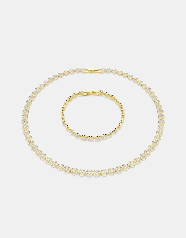 Swarovski - Una Angelic set, Round cut, White, 18K gold finish