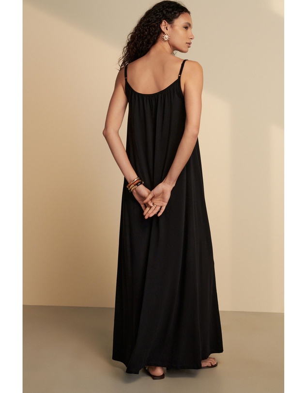 NEXT - Maxi Length Trapeze Shape Ruched Neckline Thin Vest Strap Dress