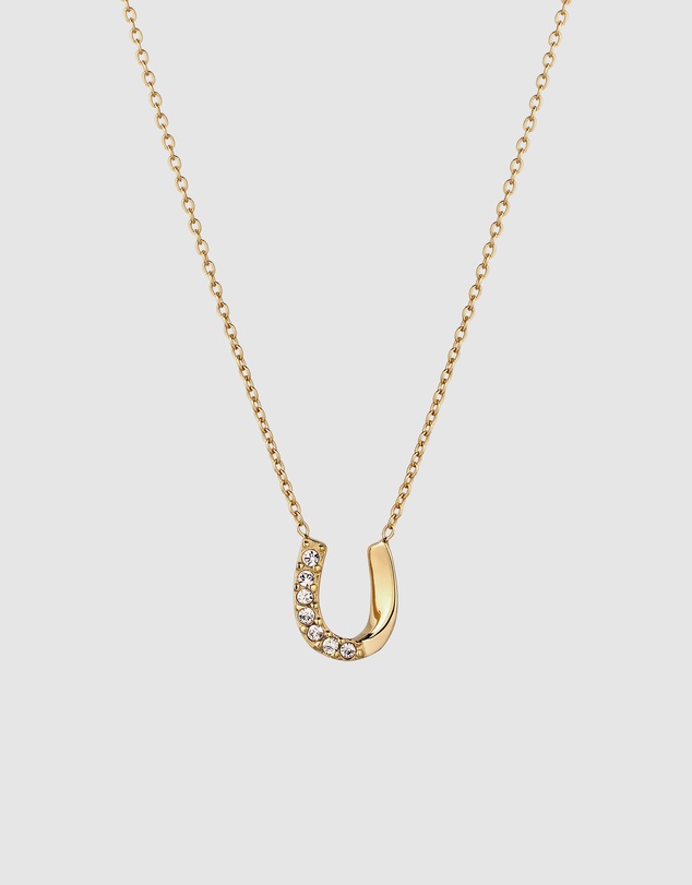 Elli Jewelry - Necklace Crystal Horseshoe 925 Sterling Silver Gold-Plated