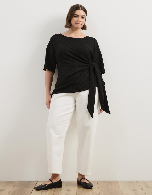 Atmos&Here Curvy - Monica Textured Tie T-Shirt