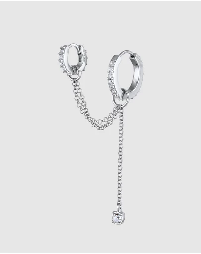 Elli Jewelry - Earrings Earcuff Single with Crystals 925 Sterling Silver