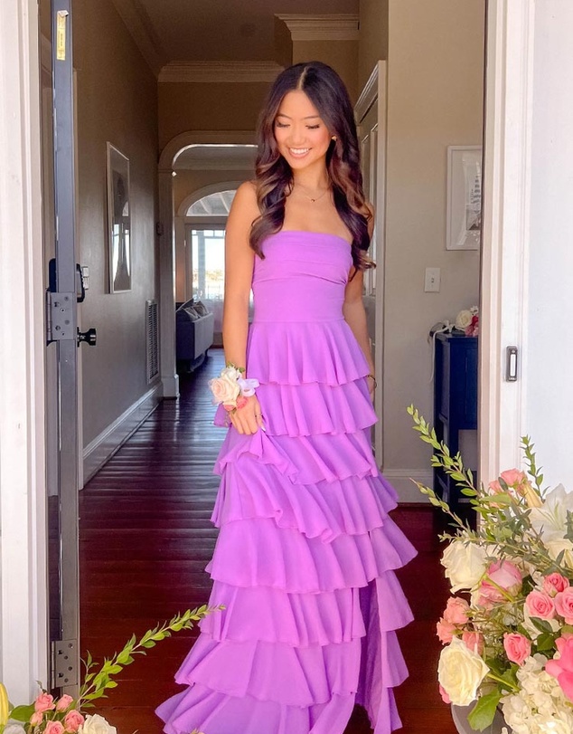 Beginning Boutique - Kim Magenta Strapless Ruffle Maxi Dress