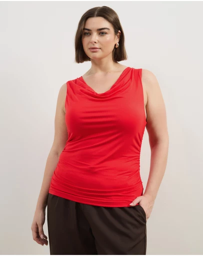 Atmos&Here Curvy - Jersey Cowl Neck Tank Top
