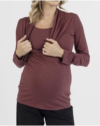 Angel Maternity - Maternity V-Neck Cross-Over Bamboo Long Sleeve Top