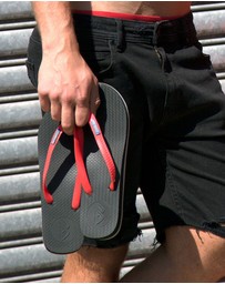 Boomerangz Footwear - Men's Black Thongs with arch support and 2 x interchangeable straps