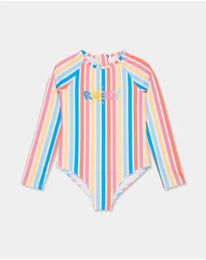 Roxy - Girls 8 to 16 Holly Stripe Long Sleeve Onesie Rash Vest