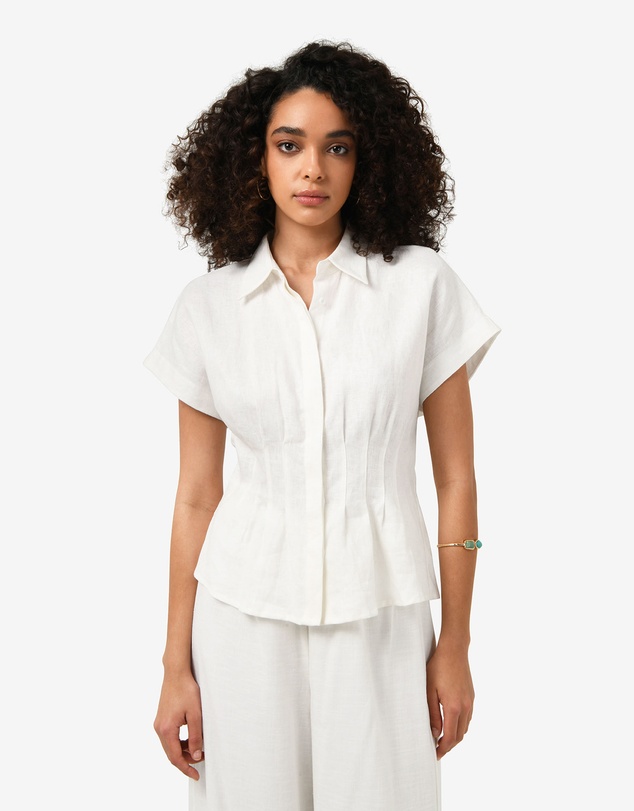 Forcast - Ami Linen Pleated Tuck Shirt