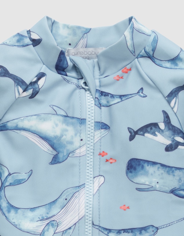 Purebaby - Printed Long Sleeve Sunsuit Swim -Kids-Babies