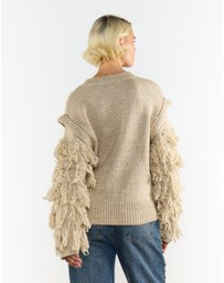 Glamorous - Fringe Sleeve Cable Knit Jumper