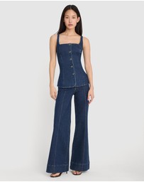 Good American - Sleeveless Denim Button Front