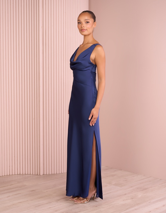 Azzurielle - Ultra Cowl Neck Satin Gown