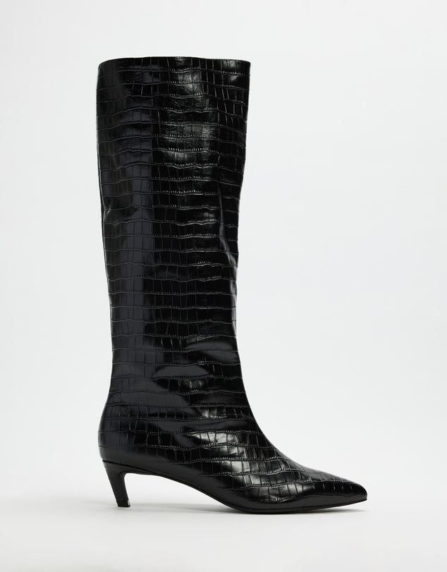 AERE - Nara Knee High Heeled Leather Boots