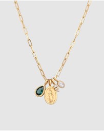 Elli Jewelry - Necklace Drop Green Quartz and Zirconia 925 Sterling Silver Gold-plated