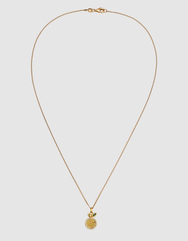 Elli Jewelry - Necklace Crystal Lemon 925 Sterling Silver Gold-Plated