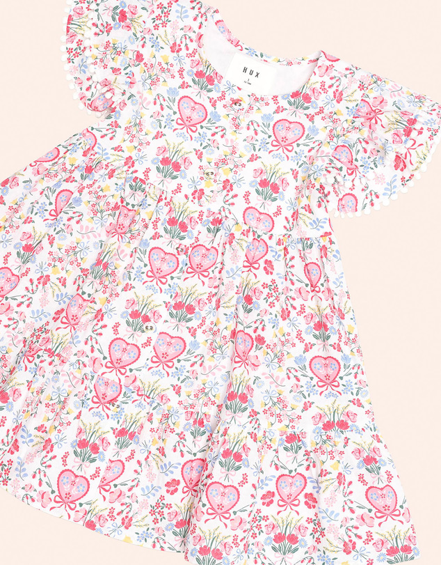 Huxbaby - Scallop Floral Tiered Dress - Babies-Teens