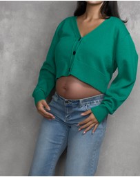 Soon Maternity - V-Neck Cropped Cardigan