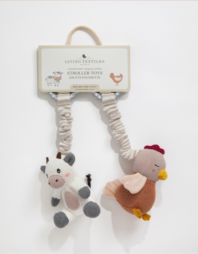 Living Textiles - 2pk Stroller Toy - Cow & Chicken