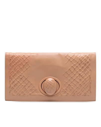 Pre-Loved by Azura Reborn - Pre-Loved Nappa Embossed Intrecciato Turnlock Clutch