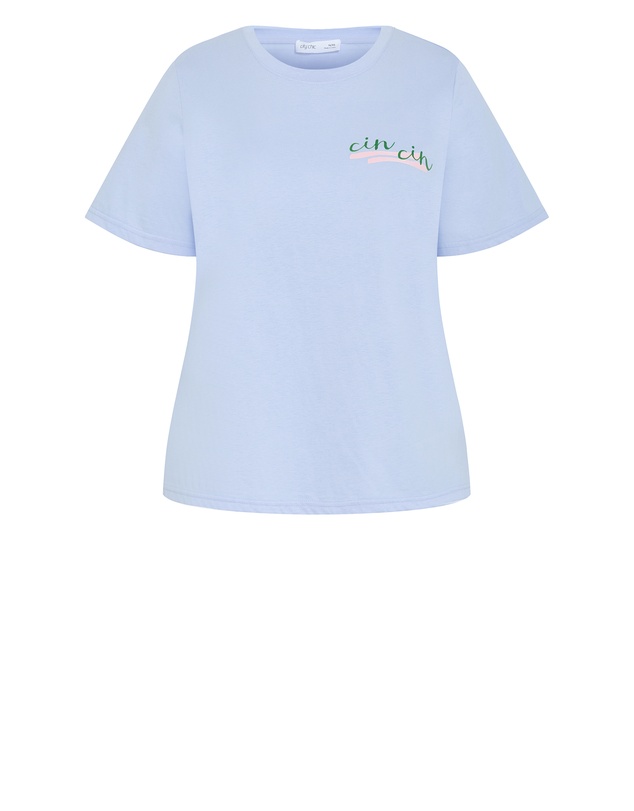 City Chic - Plus size Sammy Cin Cin Tee - baby blue