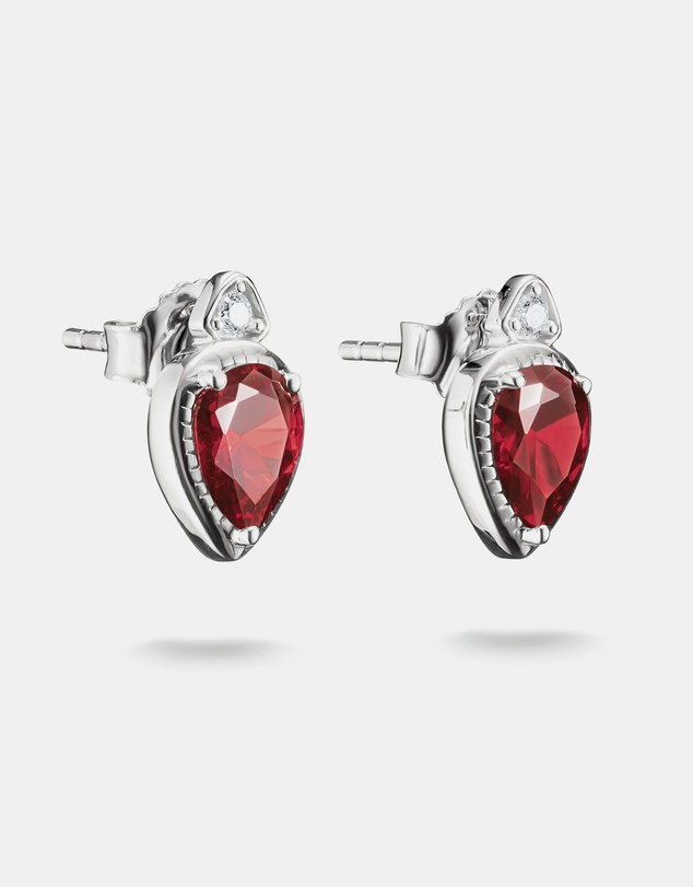 THOMAS SABO - THOMAS SABO Stud Earrings with Red Teardrop Stones Silver